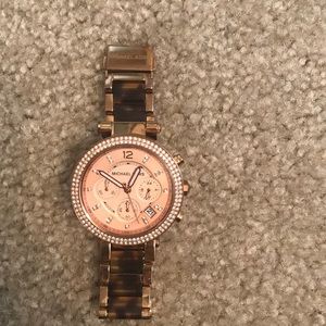 Michael Kors tortoise shell and rose gold watch